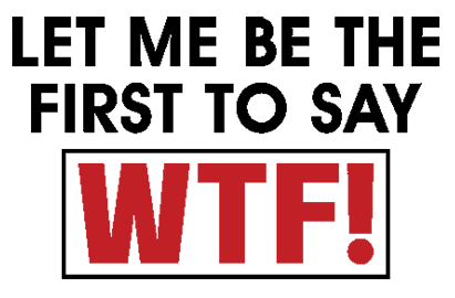 Funny typography coffee mug with bold red WTF text on black background by Fantasy Tees Plus